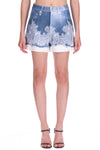 SHORT IN DENIM STAMPA PIZZO