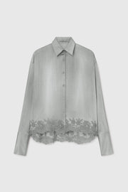 CAMICIA REGULAR IN SATIN CON PIZZO