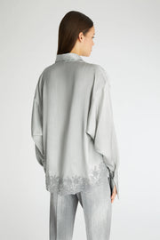 CAMICIA REGULAR IN SATIN CON PIZZO