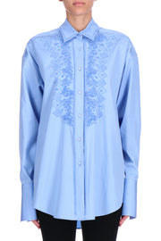 OVERSIZED COTTON SHIRT WITH FLOCKED EMBROIDERY