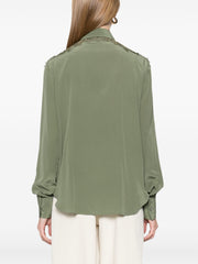 GREEN SILK SHIRT WITH LACE