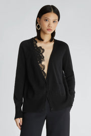 CARDIGAN IN PURO CASHMERE CON PIZZO