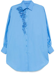 CAMICIA OVER IN COTONE CON INTAGLIO FLOREALE