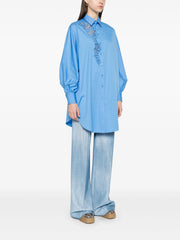 CAMICIA OVER IN COTONE CON INTAGLIO FLOREALE