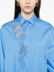 CAMICIA OVER IN COTONE CON INTAGLIO FLOREALE