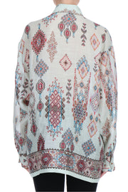 CAMICIA OVER IN RAMIE' STAMPA GEOMETRICA