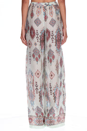 PANTALONE AMPIO IN RAMIE' STAMPA GEOMETRICA