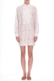 CAMICIA LUNGA CON RICAMO FLOREALE E PIZZO