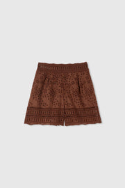 SHORTS IN MISTO COTONE CON LAVORAZIONE SANGALLO CON EFFETTO A JOUR