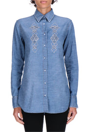 CAMICIA IN COTONE LINO CON CRISTALLI