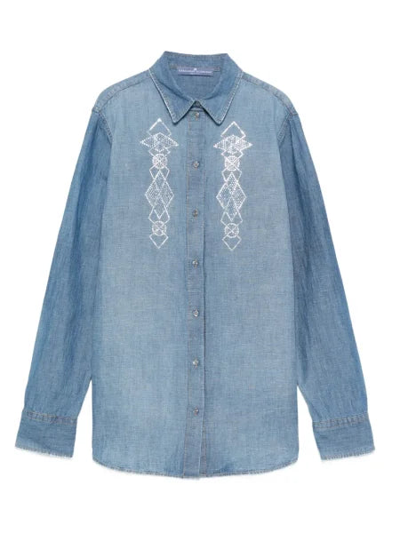 CAMICIA IN COTONE LINO CON CRISTALLI