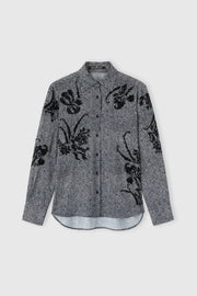 CAMICIA IN VISCOSA PIED DE POULE CON INSERTI IN PIZZO