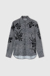 CAMICIA IN VISCOSA PIED DE POULE CON INSERTI IN PIZZO