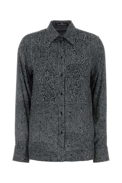 CAMICIA IN VISCOSA PIED DE POULE CON CRISTALLI