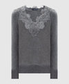 FELPA IN COTONE LANA CON PIZZO