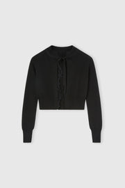 CARDIGAN IN VISCOSA E LANA CON INTARSI IN PIZZO MACRAMÈ