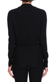 CARDIGAN IN VISCOSA E LANA CON INTARSI IN PIZZO MACRAMÈ