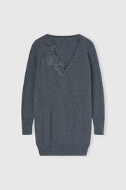 ABITO IN LANA E CASHMERE CON TRECCIA E PIZZO REBRODÈ