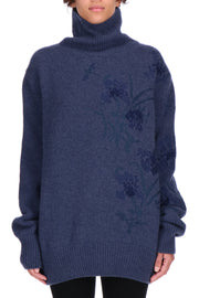 MAGLIA COLLO ALTO IN CASHMERE CON RICAMI