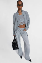 CARDIGAN IN PURO CASHMERE CON PIZZO REBRODÈ