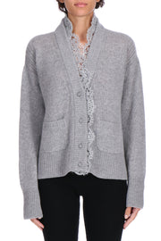 CARDIGAN IN PURO CASHMERE CON PIZZO REBRODÈ