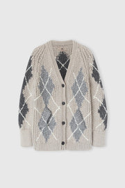 CARDIGAN IN ALPACA MOHAIR CASHMERE CON MOTIVO ROMBI ARGYLE