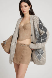 CARDIGAN IN ALPACA MOHAIR CASHMERE CON MOTIVO ROMBI ARGYLE