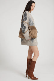 CARDIGAN IN ALPACA MOHAIR CASHMERE CON MOTIVO ROMBI ARGYLE