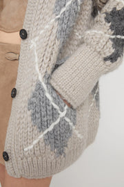 CARDIGAN IN ALPACA MOHAIR CASHMERE CON MOTIVO ROMBI ARGYLE