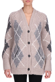 CARDIGAN IN ALPACA MOHAIR CASHMERE CON MOTIVO ROMBI ARGYLE