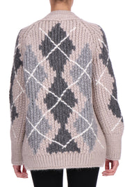 CARDIGAN IN ALPACA MOHAIR CASHMERE CON MOTIVO ROMBI ARGYLE