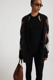 CARDIGAN IN CASHMERE CON MOTIVO ARGYLE IN TONALITÀ A CONTRASTO
