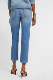 Jeans cinque tasche in denim con microcristalli