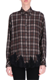 CAMICIA CHECK CON FONDO DI PIZZO RICAMATO