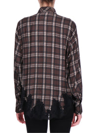 CAMICIA CHECK CON FONDO DI PIZZO RICAMATO