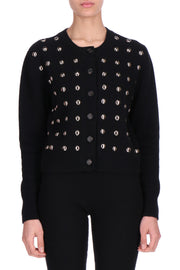 CARDIGAN IN LANA CON BORCHIE