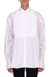 CAMICIA IN POPELINE DI COTONE CON PLASTRON