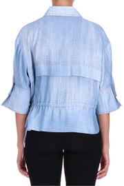 CAMICIA CORTA STAMPA DENIM