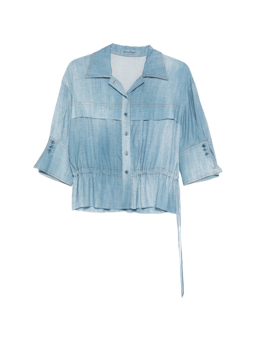 CAMICIA CORTA STAMPA DENIM