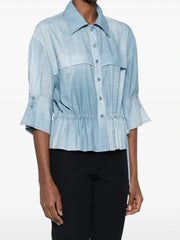 CAMICIA CORTA STAMPA DENIM