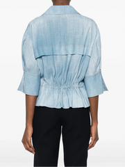 CAMICIA CORTA STAMPA DENIM