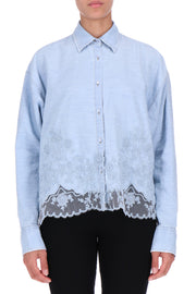 CAMICIA IN COTONE LINO CON PIZZO