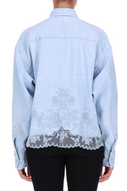 CAMICIA IN COTONE LINO CON PIZZO