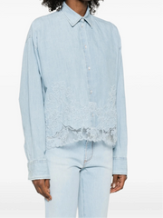 CAMICIA IN COTONE LINO CON PIZZO