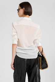 POPLIN SHIRT WITH PLEATS AND VALENCIENNE LACE