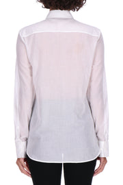 POPLIN SHIRT WITH PLEATS AND VALENCIENNE LACE