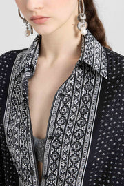 CAMICIA OVER IN CREPE DE CHINE CON STAMPA FOULARD