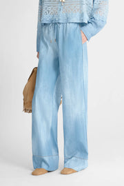 PANTALONE STILE SIMIL-PIGIAMA IN MAROCAIN STAMPA JEANS