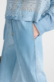 PANTALONE STILE SIMIL-PIGIAMA IN MAROCAIN STAMPA JEANS