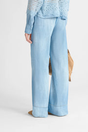 PANTALONE STILE SIMIL-PIGIAMA IN MAROCAIN STAMPA JEANS